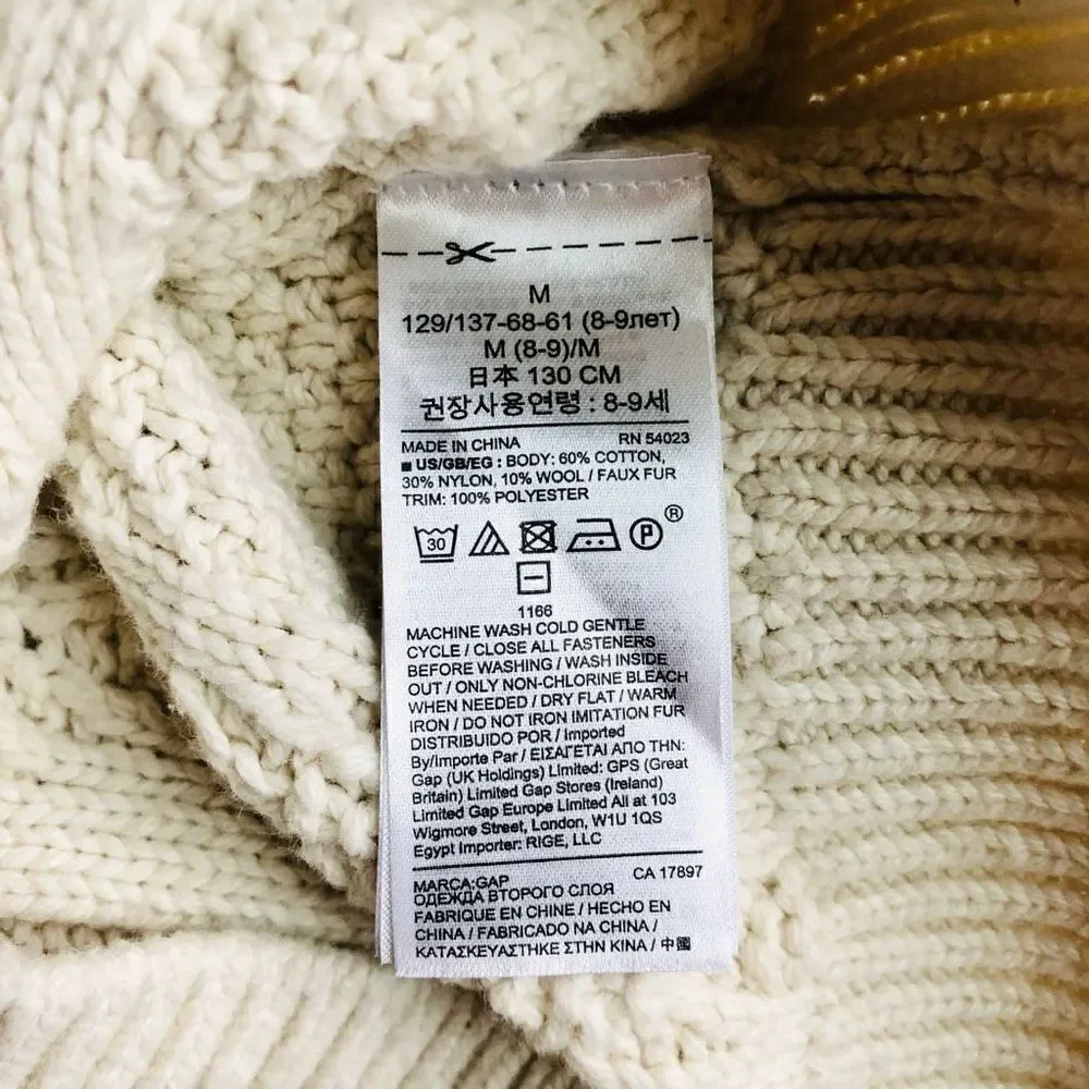 Gap Kids Cream Pullover Mock Cable Knit Sweater